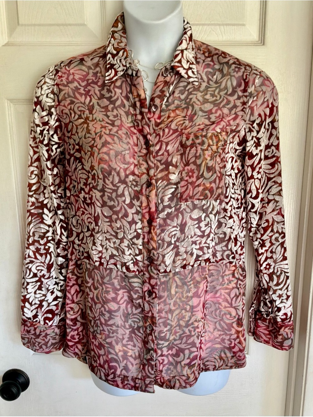 ANTHROPOLOGIE.burnout velvet blouse